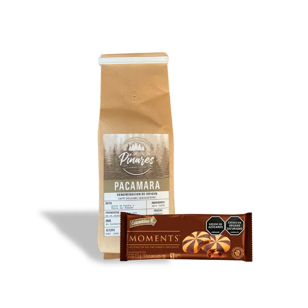  Pacamara lavado, con una galleta colombina de chocolate 