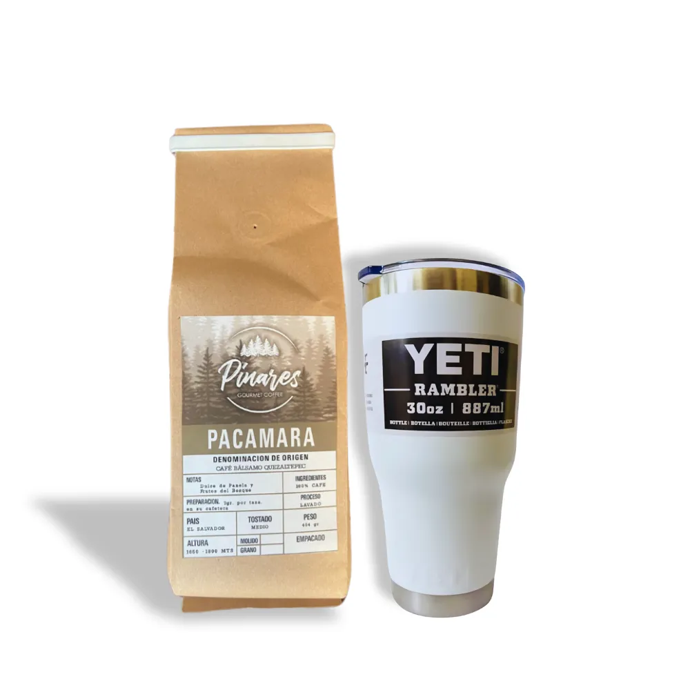 Combo de libra de café Bourbon lavado + termo YETI